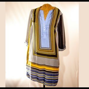 Philosophy XS Tunic Boho Dress Blue Yellow